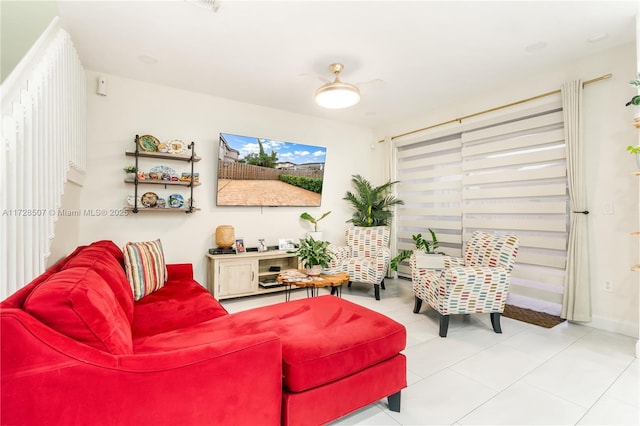 view of tiled living room