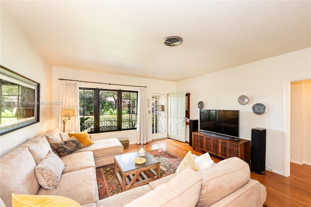 living room featuring light hardwood / wood-style flooring