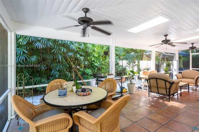 view of patio / terrace with an outdoor hangout area and ceiling fan