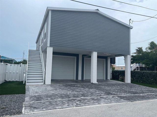 exterior space with a garage