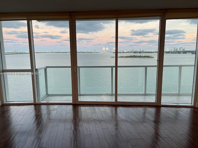 interior space featuring a water view and a wealth of natural light