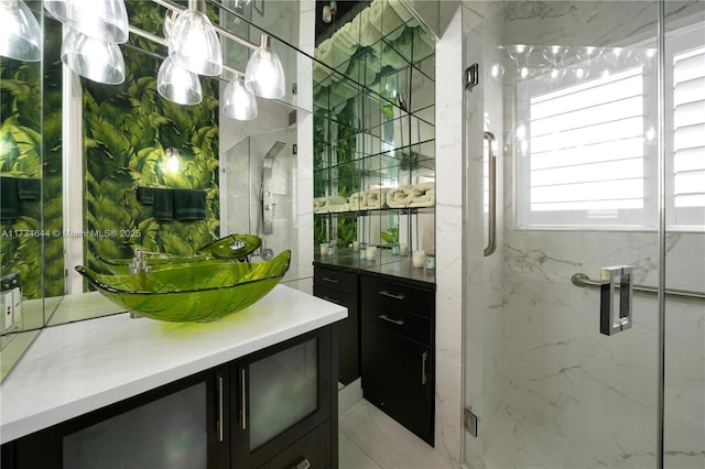 bar featuring sink and hanging light fixtures