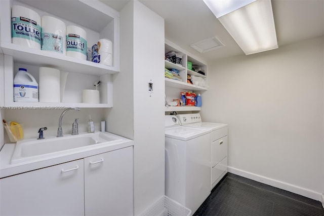 laundry room featuring washer and dryer and sink