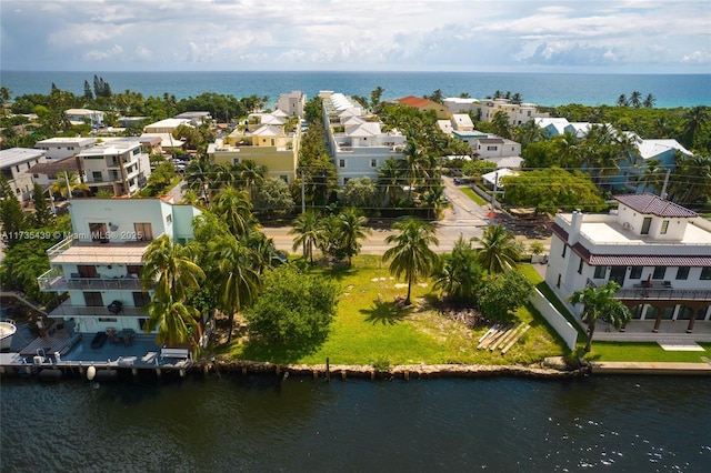 bird's eye view featuring a water view