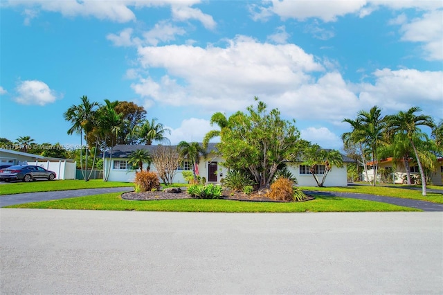 ranch-style home with a front yard