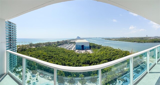 balcony with a water view