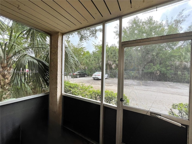 view of unfurnished sunroom