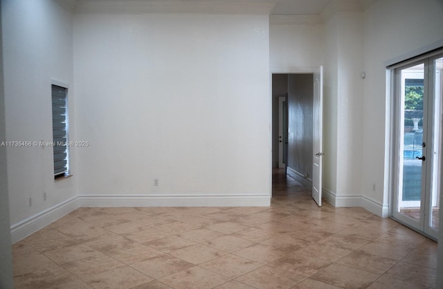 spare room with ornamental molding