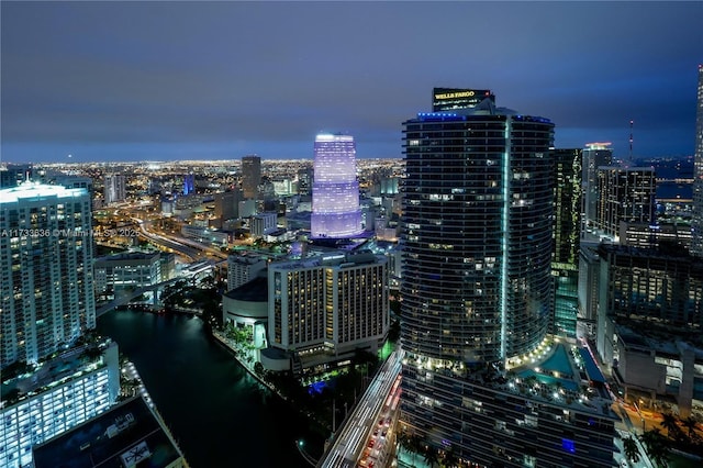 property's view of city featuring a water view