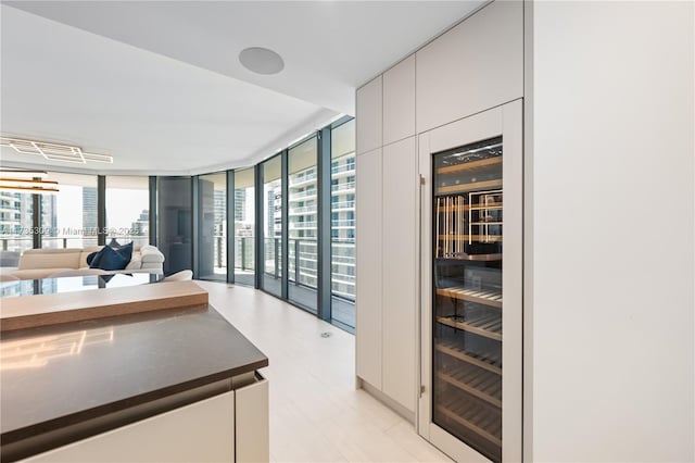 kitchen featuring a wall of windows