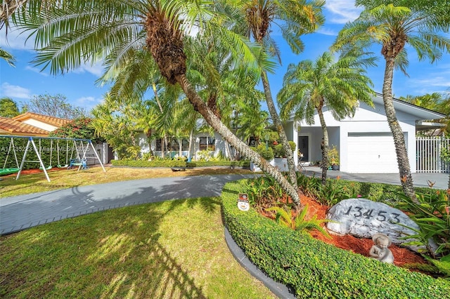 exterior space with a garage