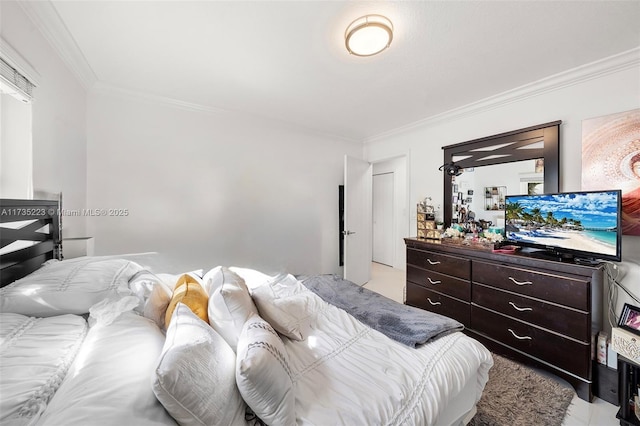 bedroom with crown molding