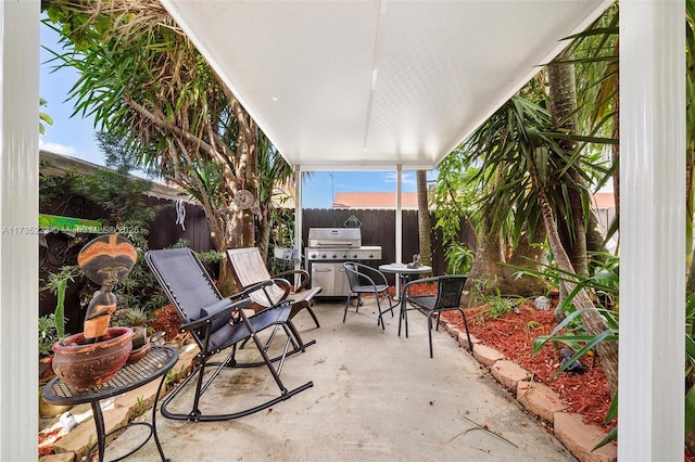 view of patio featuring grilling area