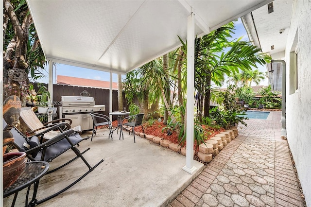 view of patio / terrace featuring a grill