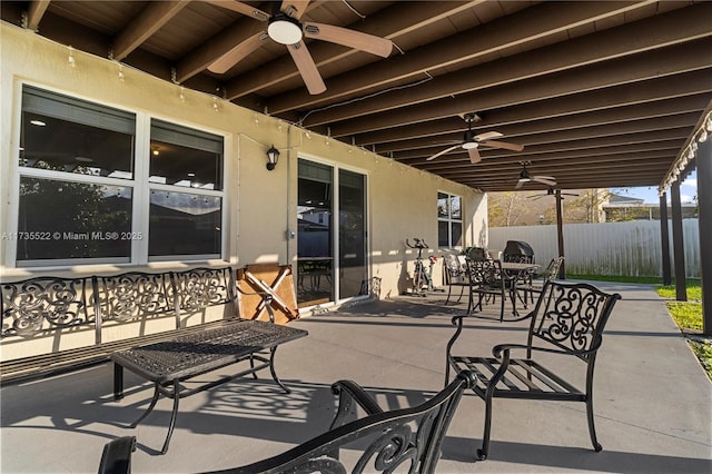 view of patio / terrace with ceiling fan