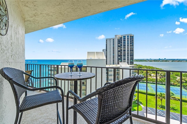 balcony with a water view