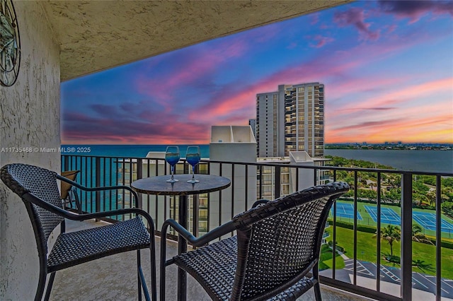 balcony with a water view