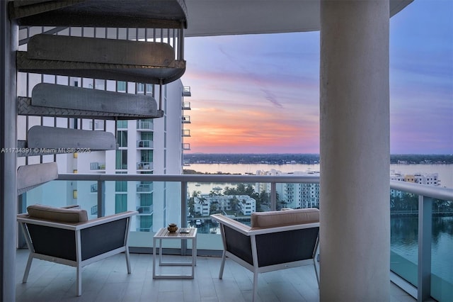 balcony with a water view