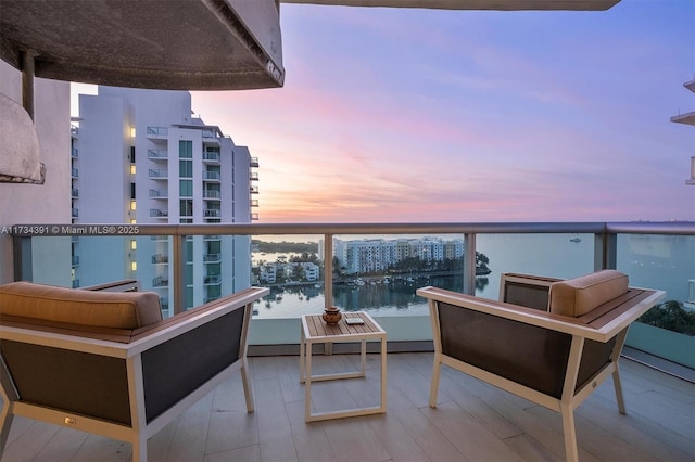 balcony with a water view