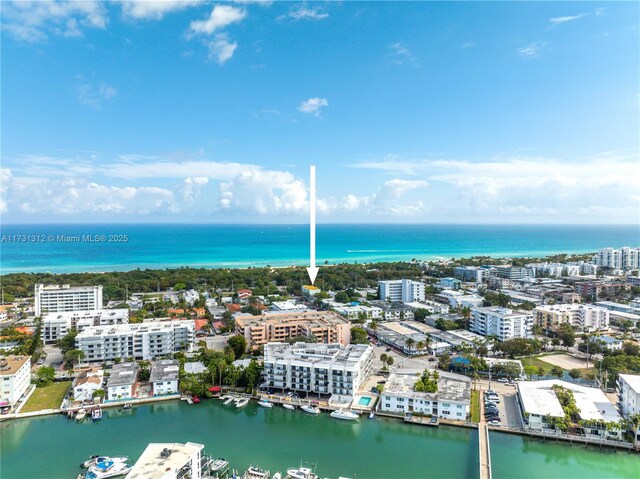 8041 Harding Ave Unit 105, Miami Beach, FL 33141 - birds eye view of property featuring a water view and a city view
