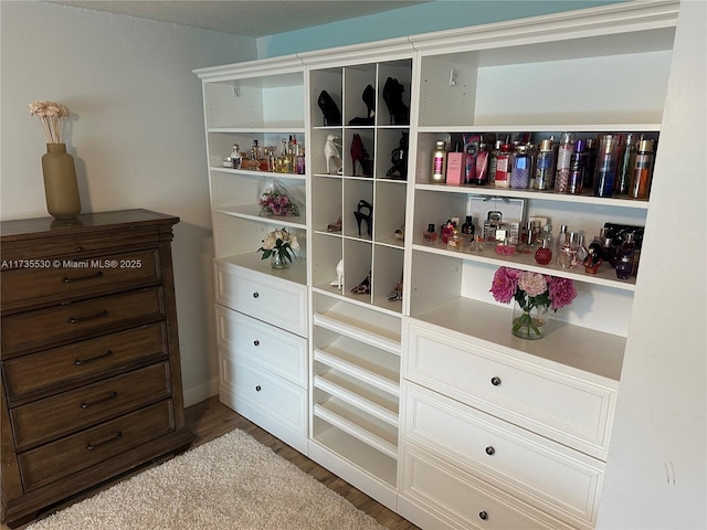 spacious closet featuring hardwood / wood-style flooring