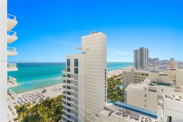 property view of water with a beach view