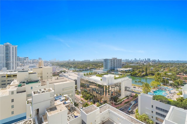 property's view of city with a water view