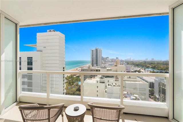 balcony with a water view