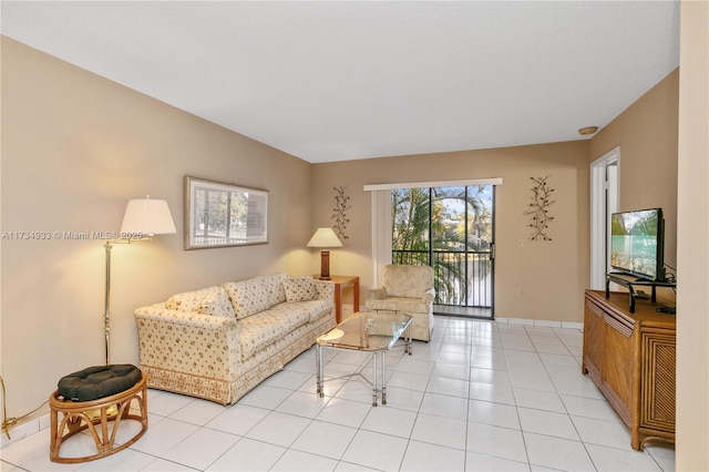 view of tiled living room