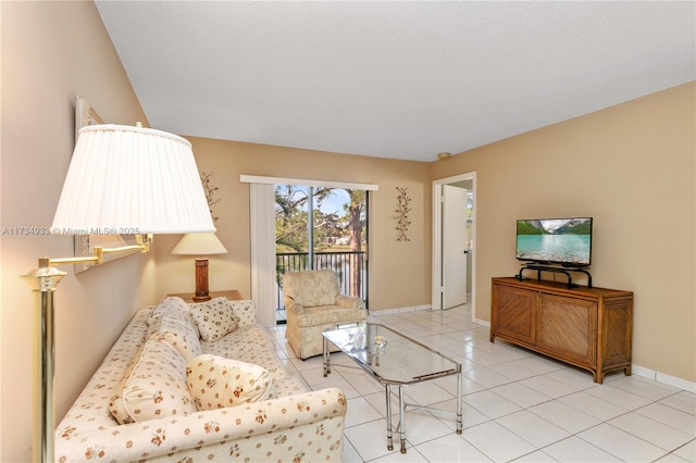 view of tiled living room