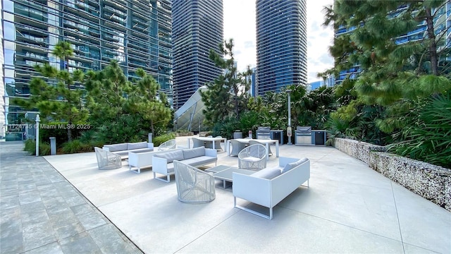 view of patio featuring an outdoor living space