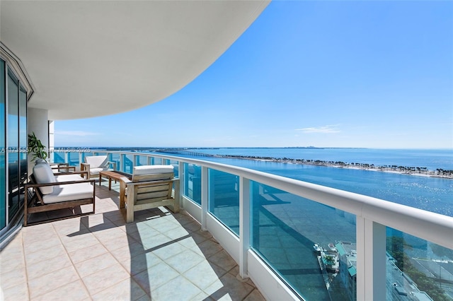 balcony with a water view