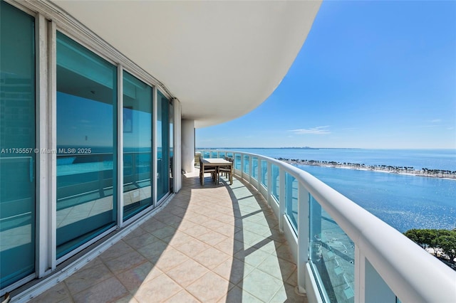 balcony with a water view