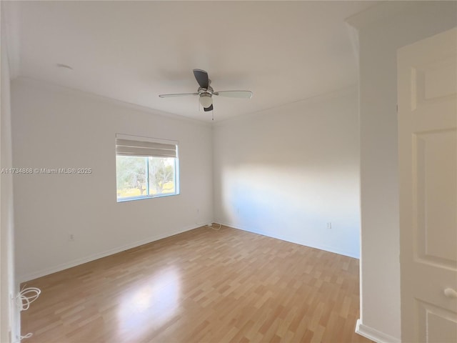 unfurnished room featuring ceiling fan and light hardwood / wood-style floors