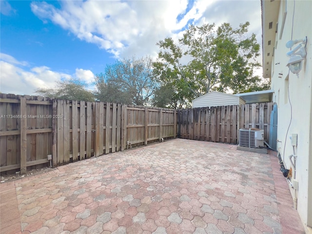 view of patio featuring central AC unit