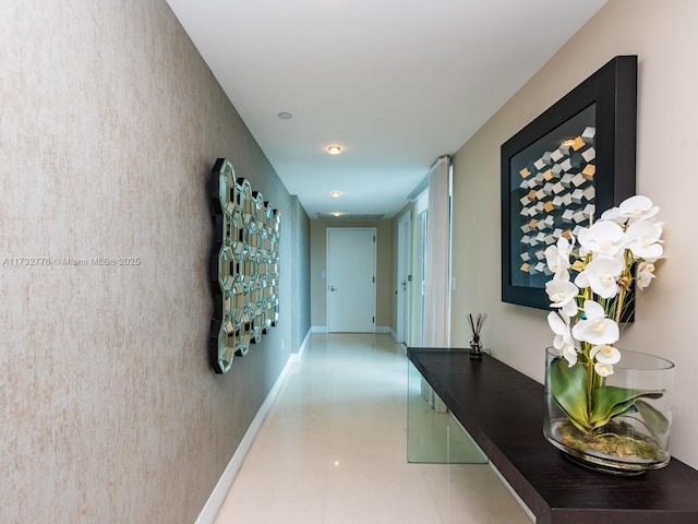 hall featuring tile patterned floors