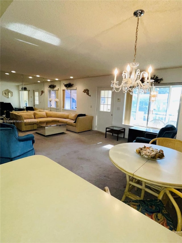 view of carpeted dining area