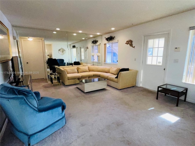 living room featuring carpet flooring