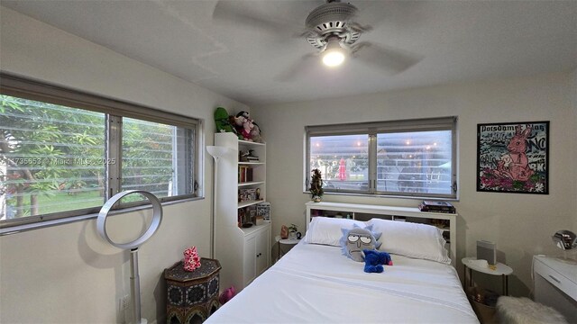 bedroom featuring ceiling fan