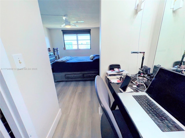 bedroom with wood-type flooring