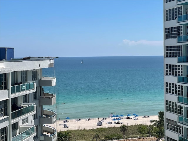 view of water feature featuring a view of the beach