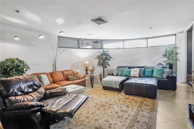 view of tiled living room