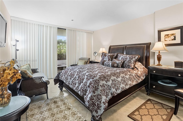 bedroom with light tile patterned flooring