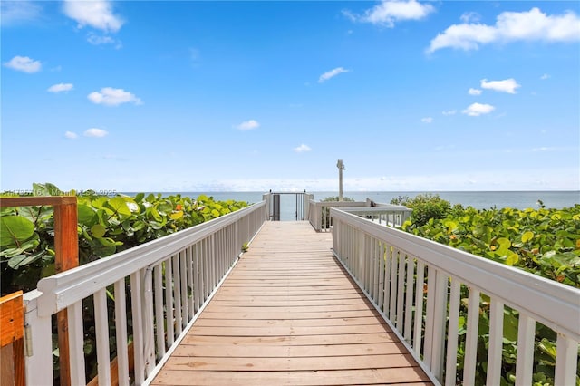 view of home's community with a water view