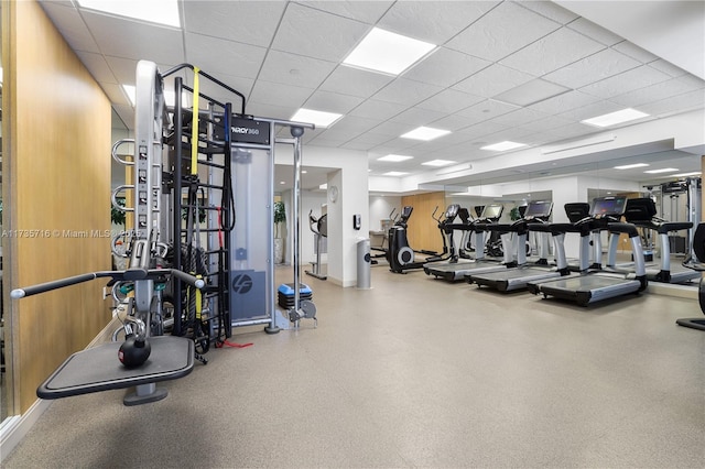 gym with a drop ceiling