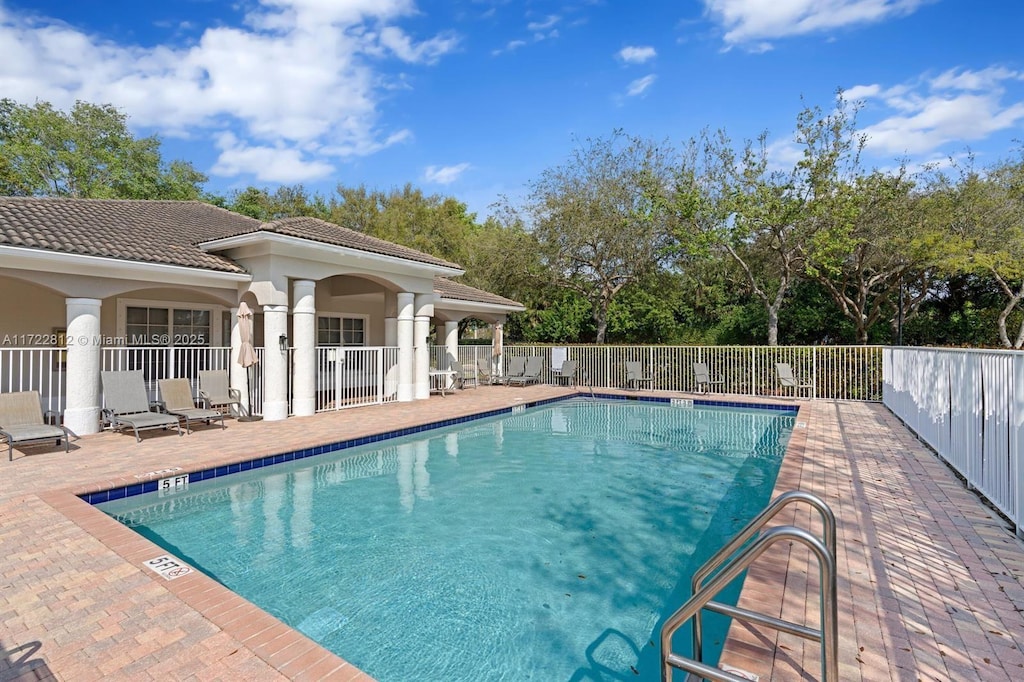 view of pool featuring a patio