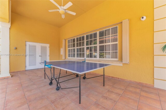 view of patio featuring ceiling fan