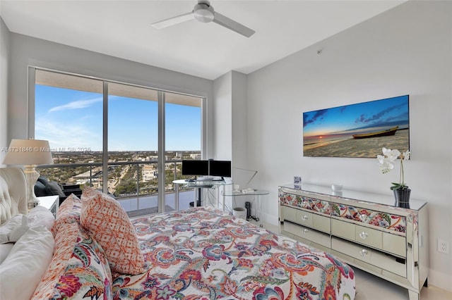 bedroom featuring ceiling fan