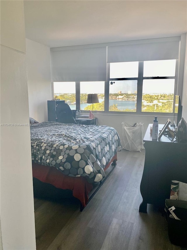 bedroom featuring multiple windows and hardwood / wood-style flooring