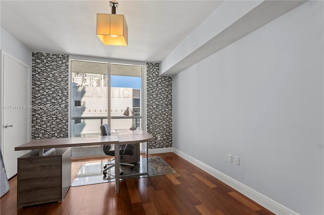 office featuring dark hardwood / wood-style flooring